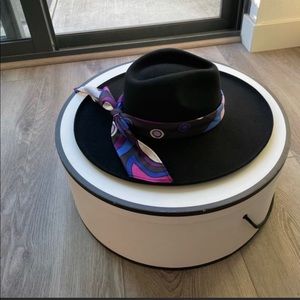 LACK OF COLOR MELODIC BLACK FEDORA HAT MEDIUM NEW